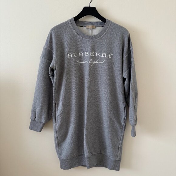 Burberry Grey Cotton Logo Sweatshirt Dress - Picture 2 of 7